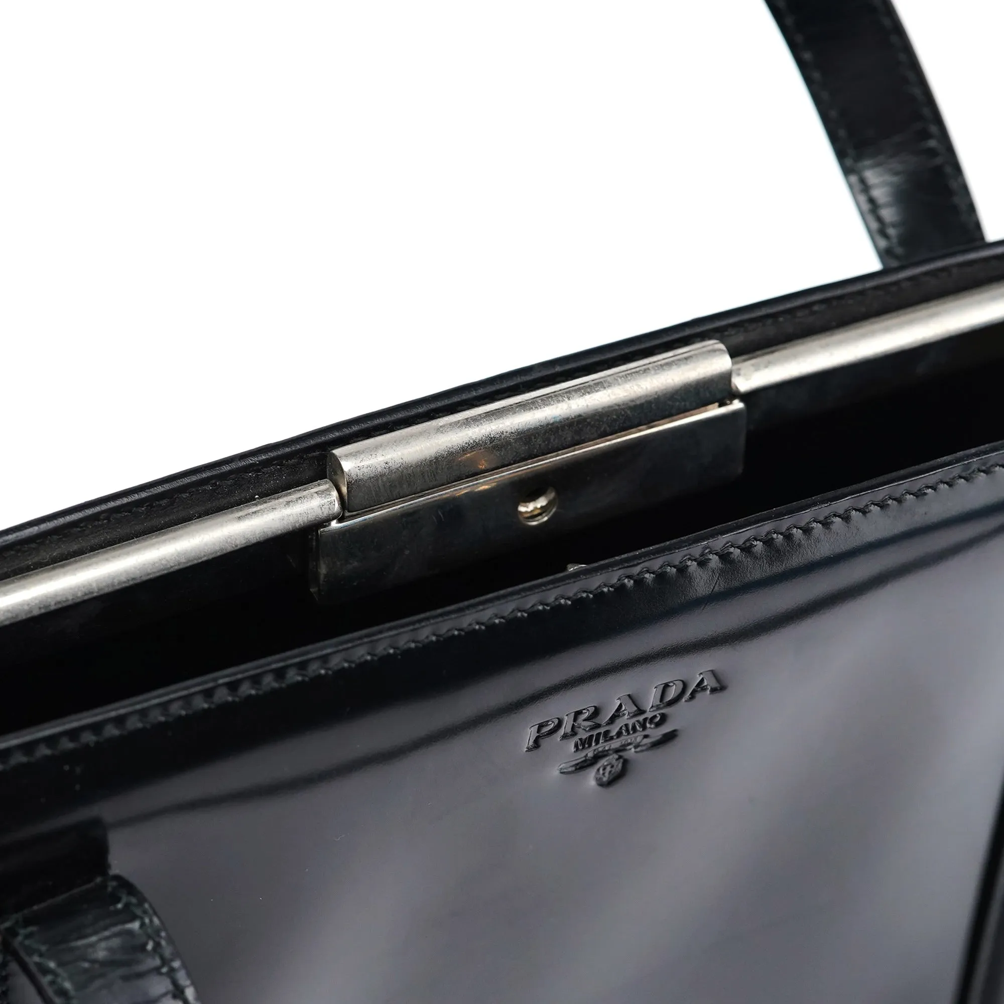 1995 Black Spazzolato Clutch Tote Bag