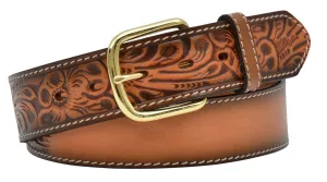 3-D Belts - Floral Embossed with Space for Name 1 1/2" Wide