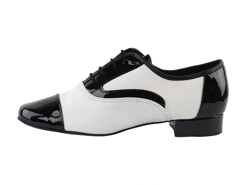 916102 Black Patent & White Leather