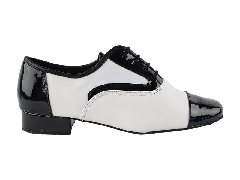 916102 Black Patent & White Leather