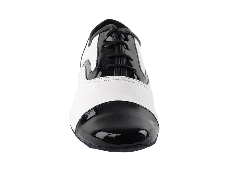 916102 Black Patent & White Leather