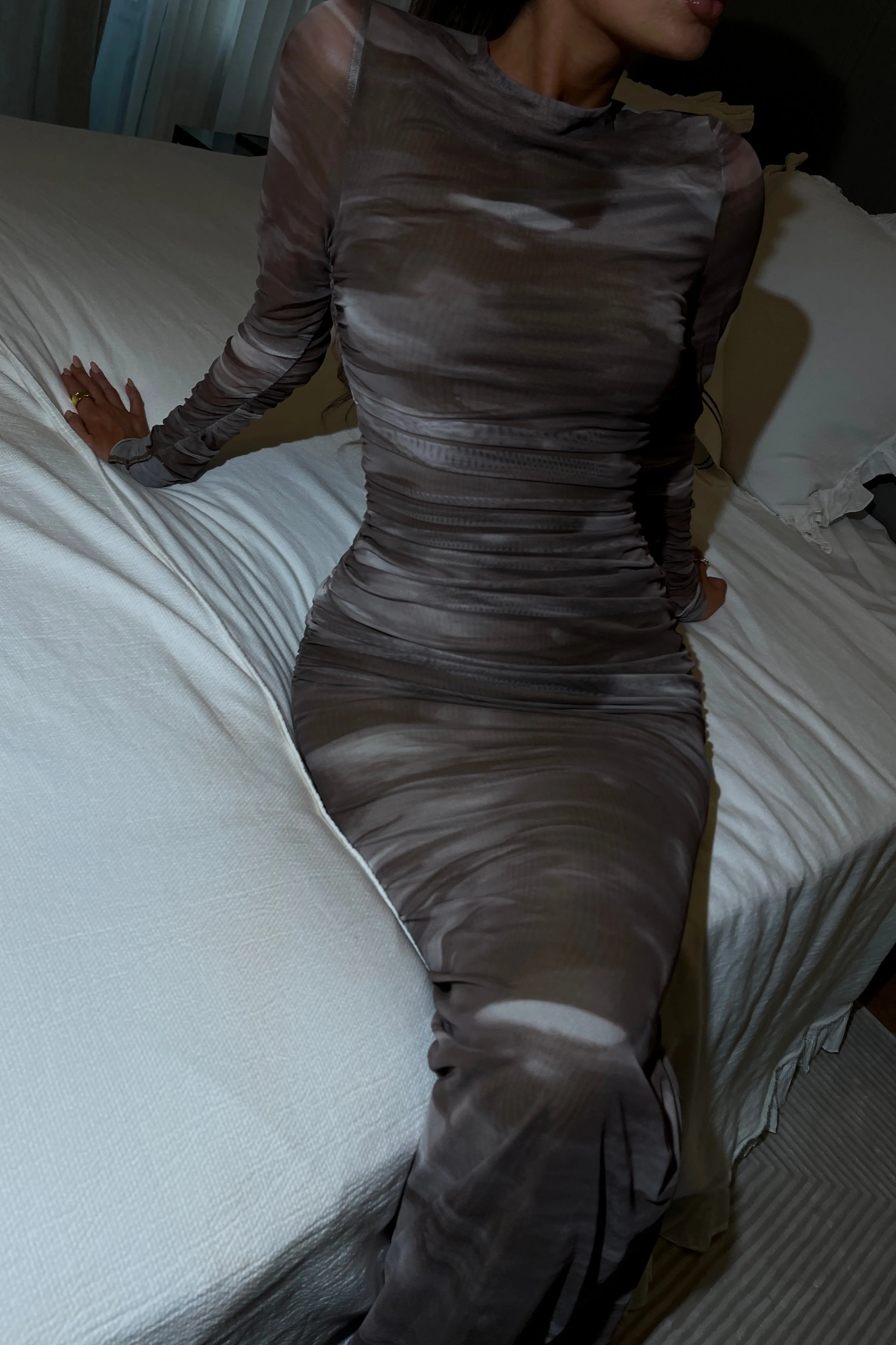 Aaliyah Print Taupe Dress