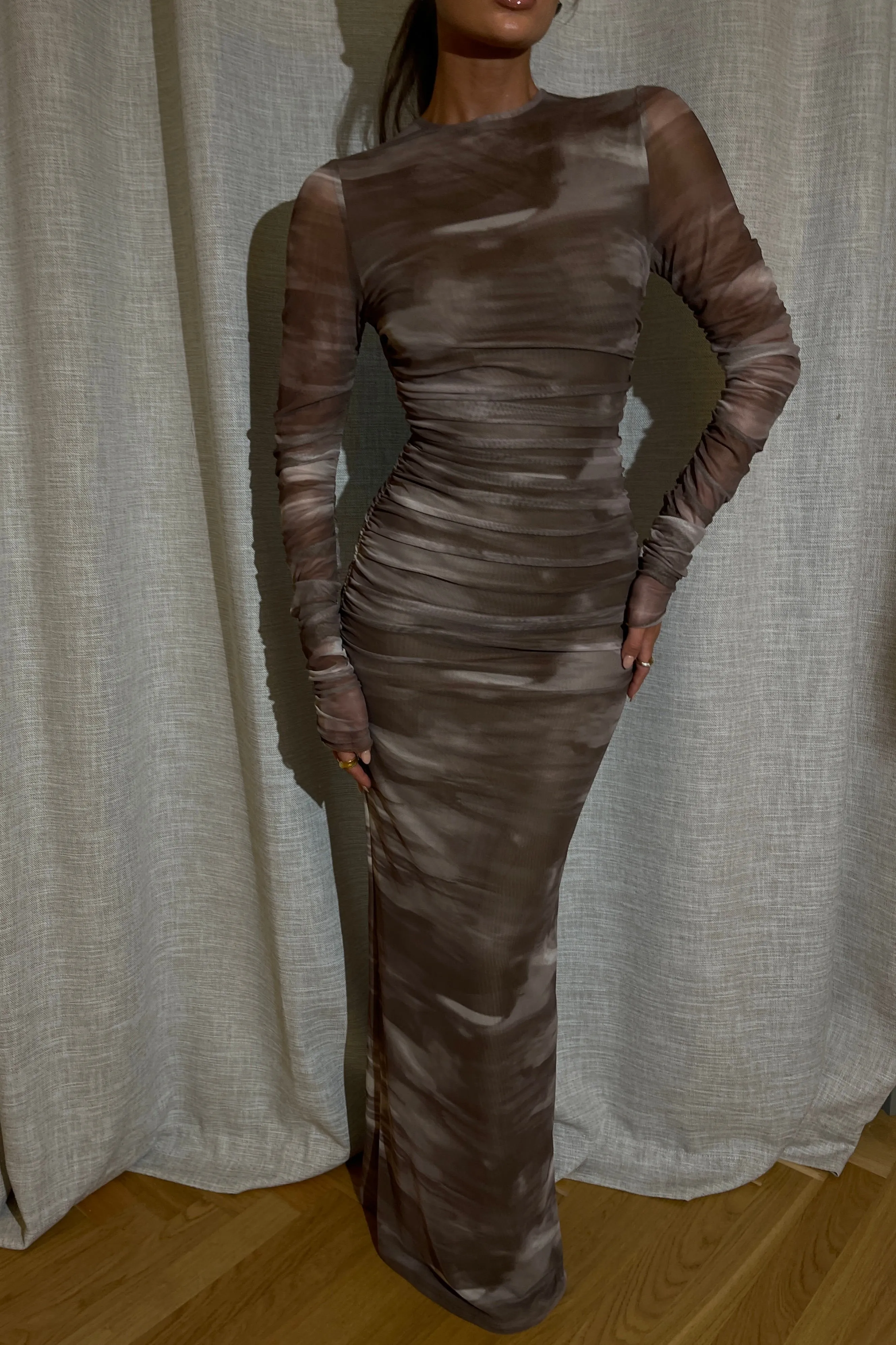 Aaliyah Print Taupe Dress