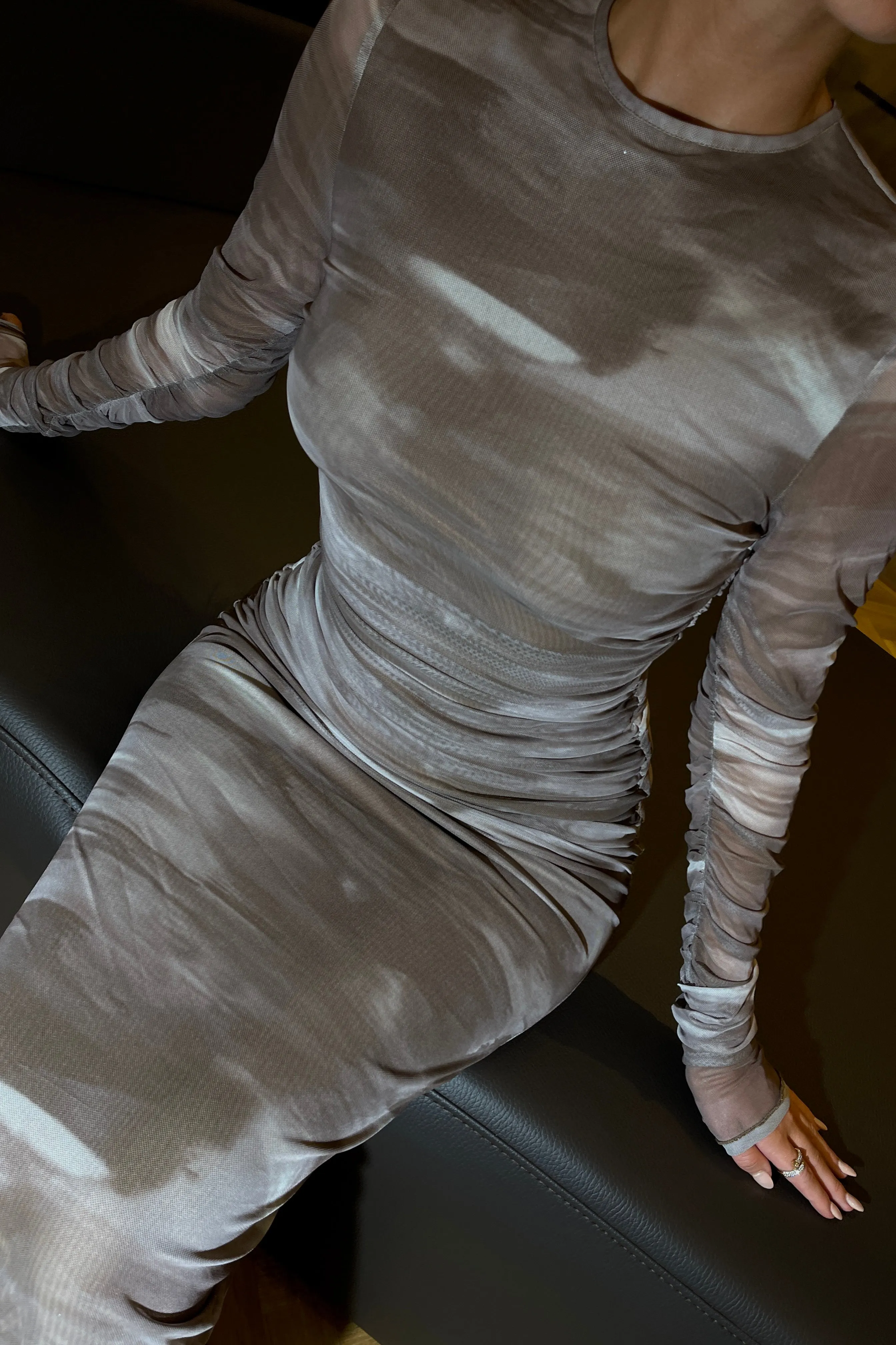 Aaliyah Print Taupe Dress