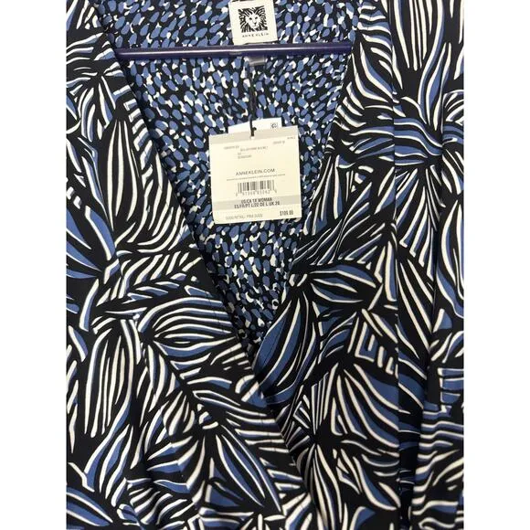 Anne Klein Faux-Wrap Flutter Sleeve Floral Print Dress Multi-Color 1X