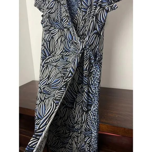 Anne Klein Faux-Wrap Flutter Sleeve Floral Print Dress Multi-Color 1X