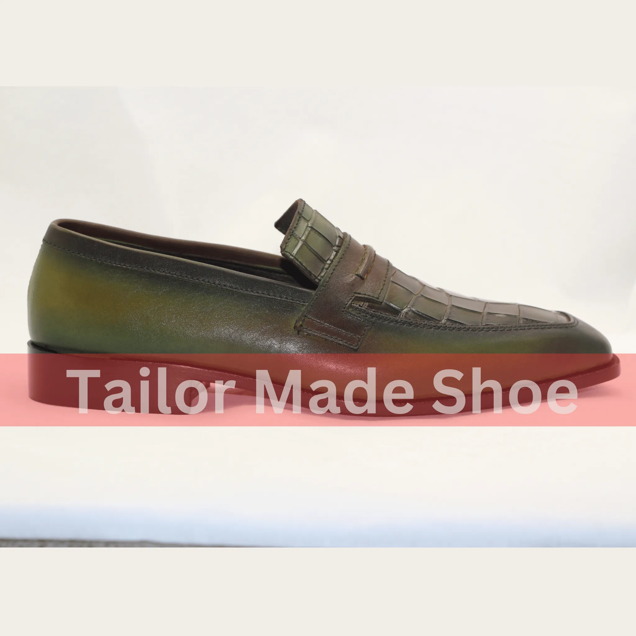 Artisan-Made Leather Loafers with Crocodile Pattern Design Luxury Hand-Painted Leather Loafers - Croc Textured Finish
