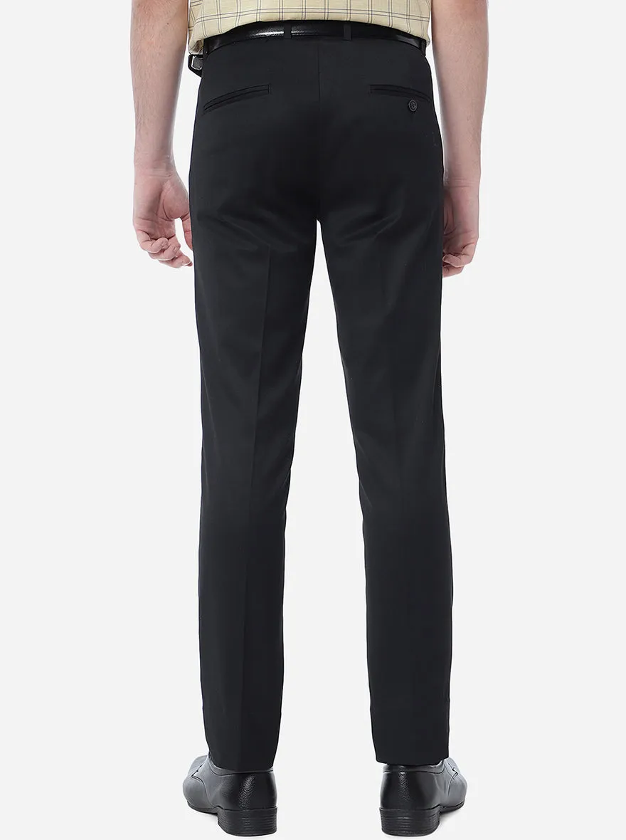 Black Solid Slim Fit Formal Trouser | Metal