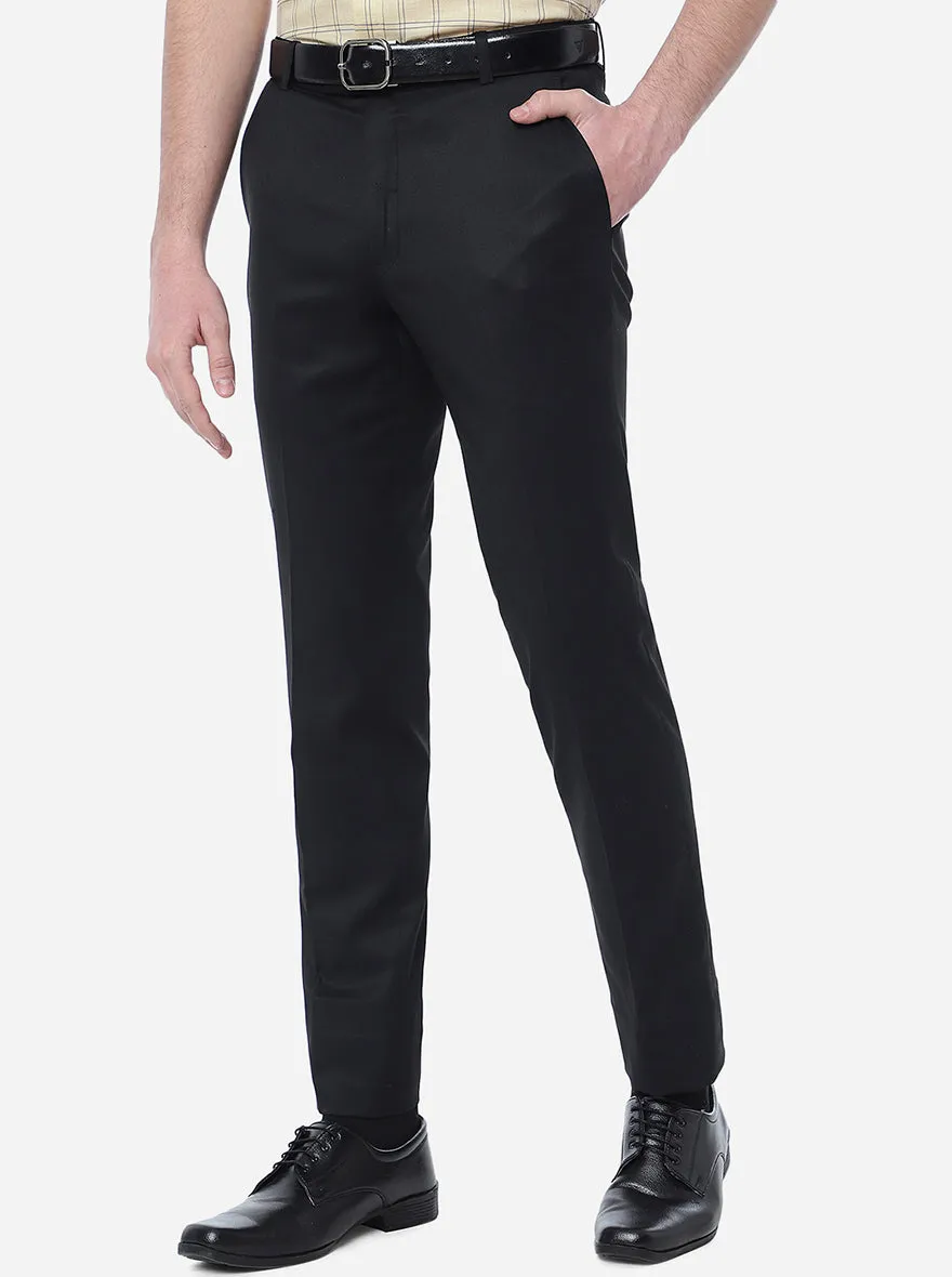 Black Solid Slim Fit Formal Trouser | Metal