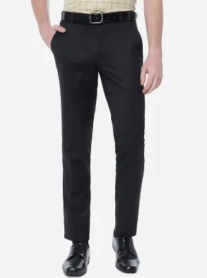 Black Solid Slim Fit Formal Trouser | Metal