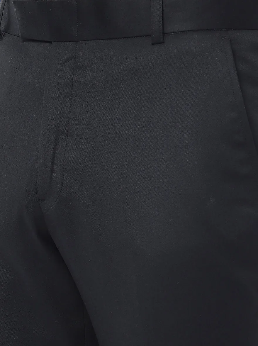 Black Solid Slim Fit Formal Trouser | Metal