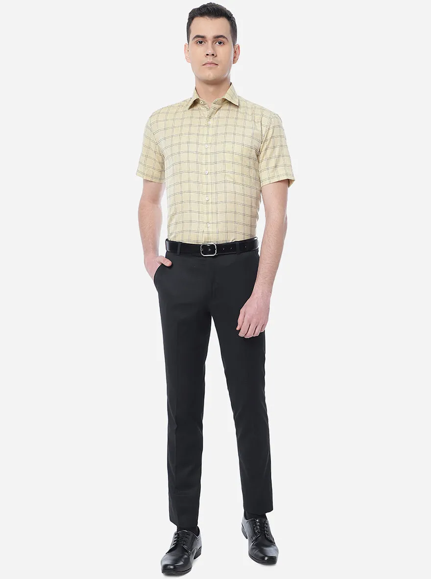 Black Solid Slim Fit Formal Trouser | Metal