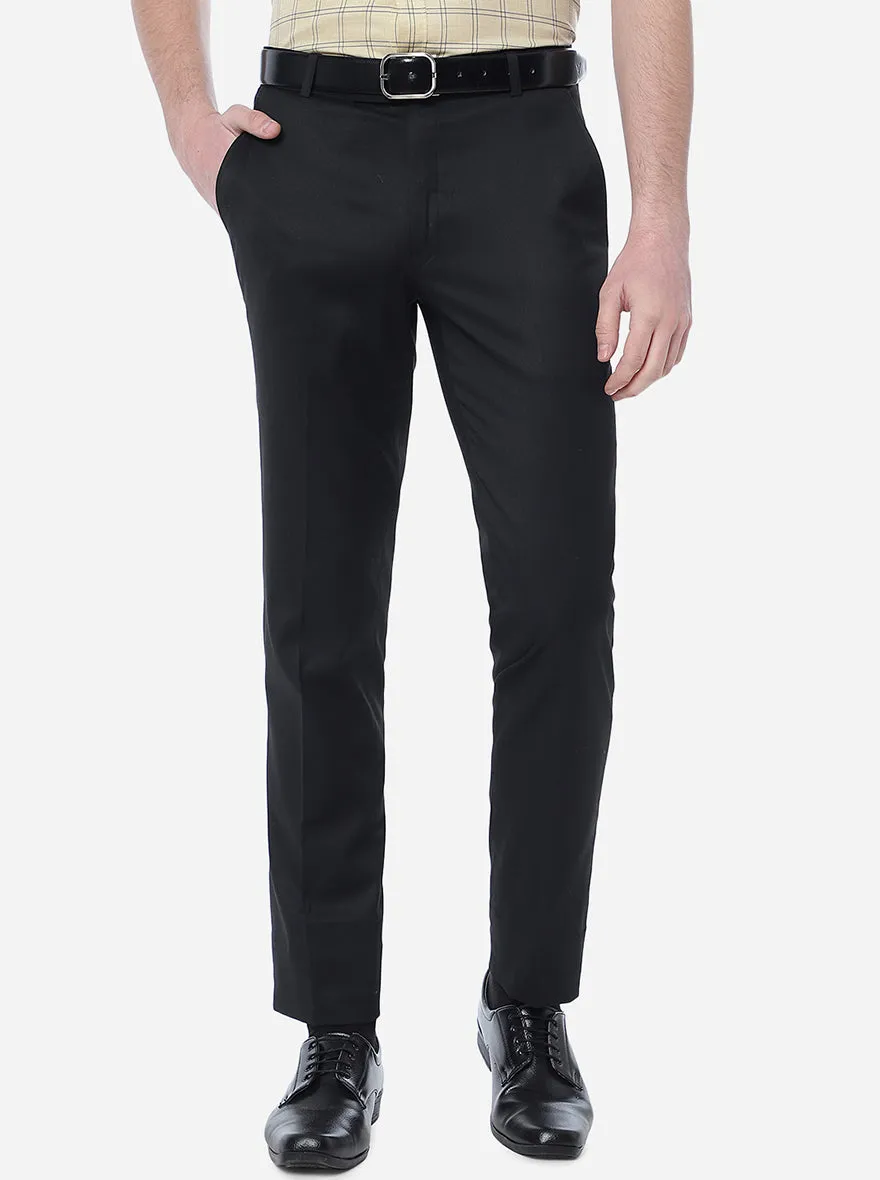 Black Solid Slim Fit Formal Trouser | Metal