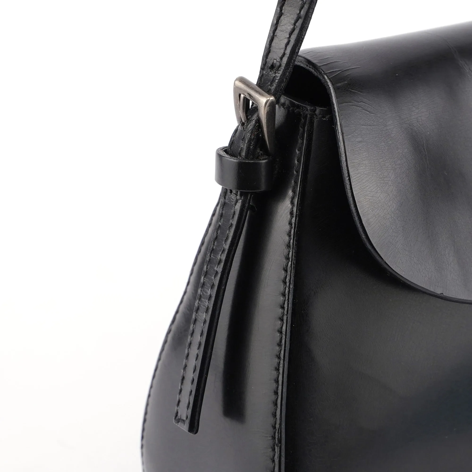 Black Spazzolato Chic Shoulder Bag