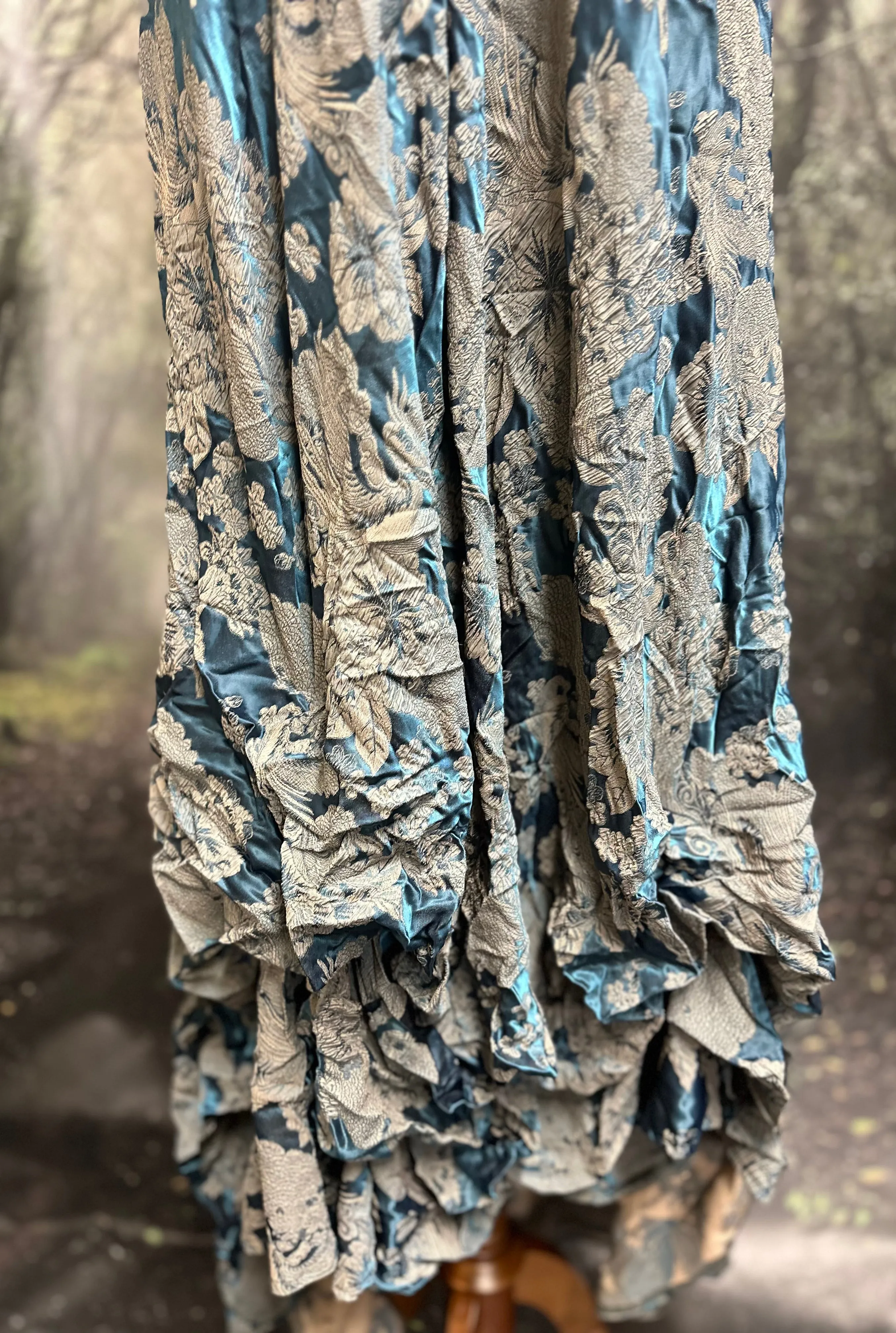 Blue embossed satin rayon slip dress