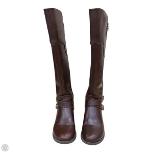 Boots Knee Heels By Guess In Brown, Size: 8