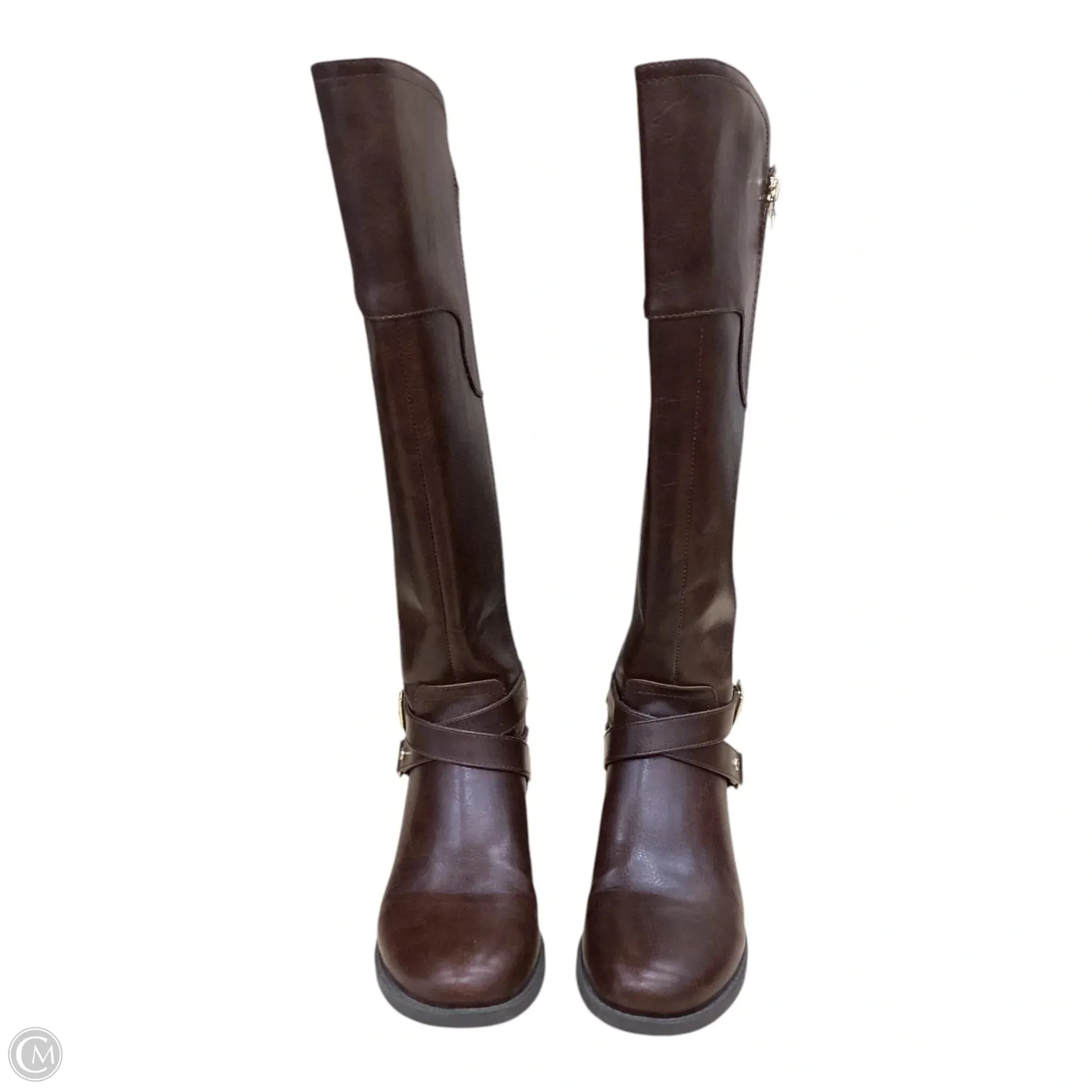 Boots Knee Heels By Guess In Brown, Size: 8