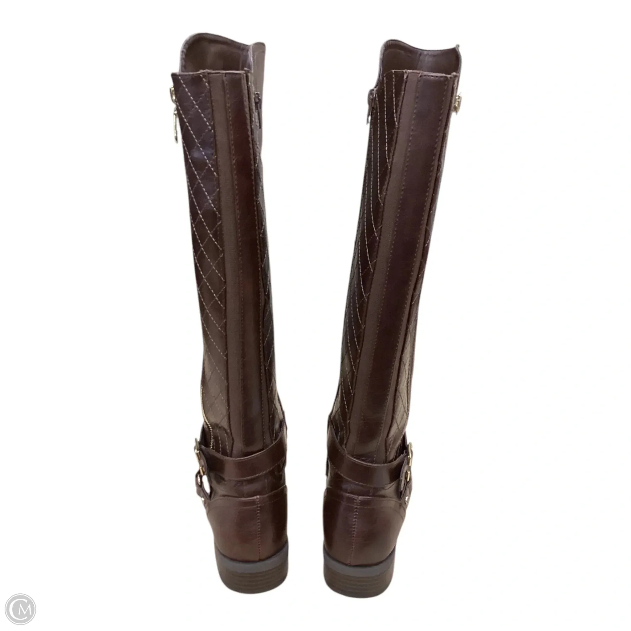 Boots Knee Heels By Guess In Brown, Size: 8