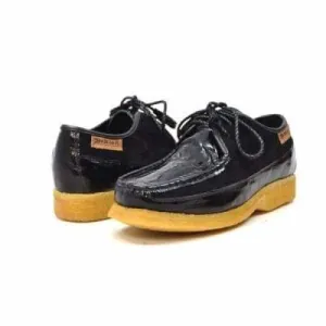 British Walkers Crown Croc Men's Black Crocodile Leather and Suede Crepe Sole Limited Edition Style
