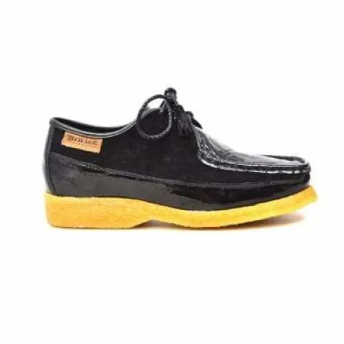 British Walkers Crown Croc Men's Black Crocodile Leather and Suede Crepe Sole Limited Edition Style