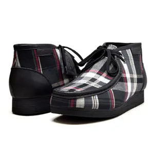 British Walkers New Castle Men's Multi Color Plaid Leather and Suede Ankle Boots