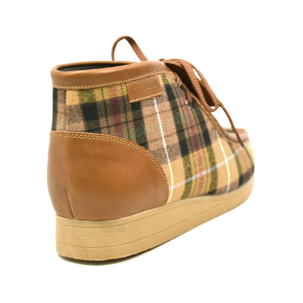 British Walkers New Castle Men's Multi Color Plaid Leather and Suede Ankle Boots