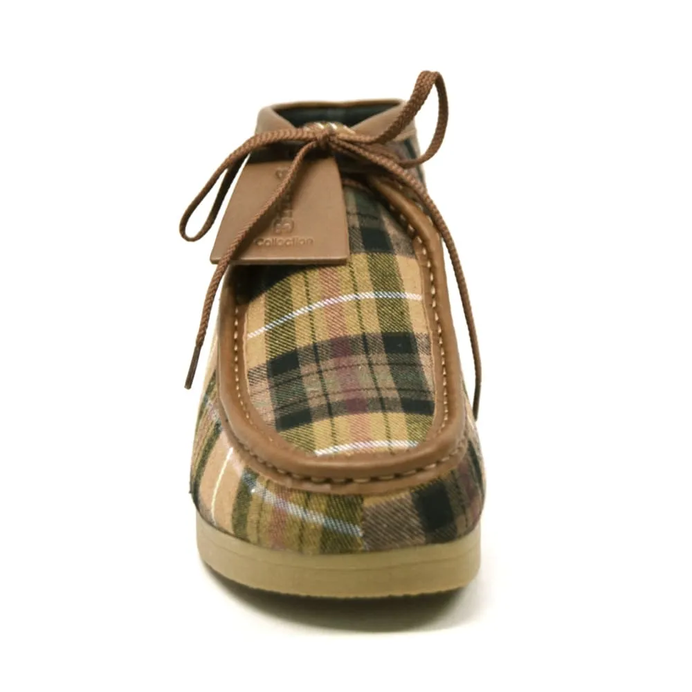 British Walkers New Castle Men's Multi Color Plaid Leather and Suede Ankle Boots