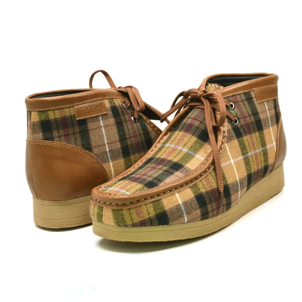 British Walkers New Castle Men's Multi Color Plaid Leather and Suede Ankle Boots