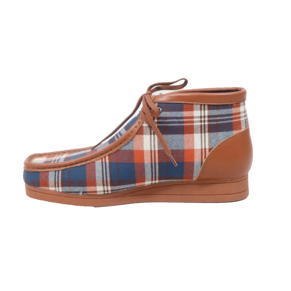 British Walkers New Castle Men's Multi Color Plaid Leather and Suede Ankle Boots
