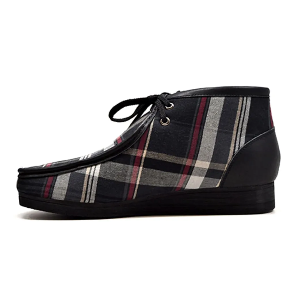 British Walkers New Castle Men's Multi Color Plaid Leather and Suede Ankle Boots