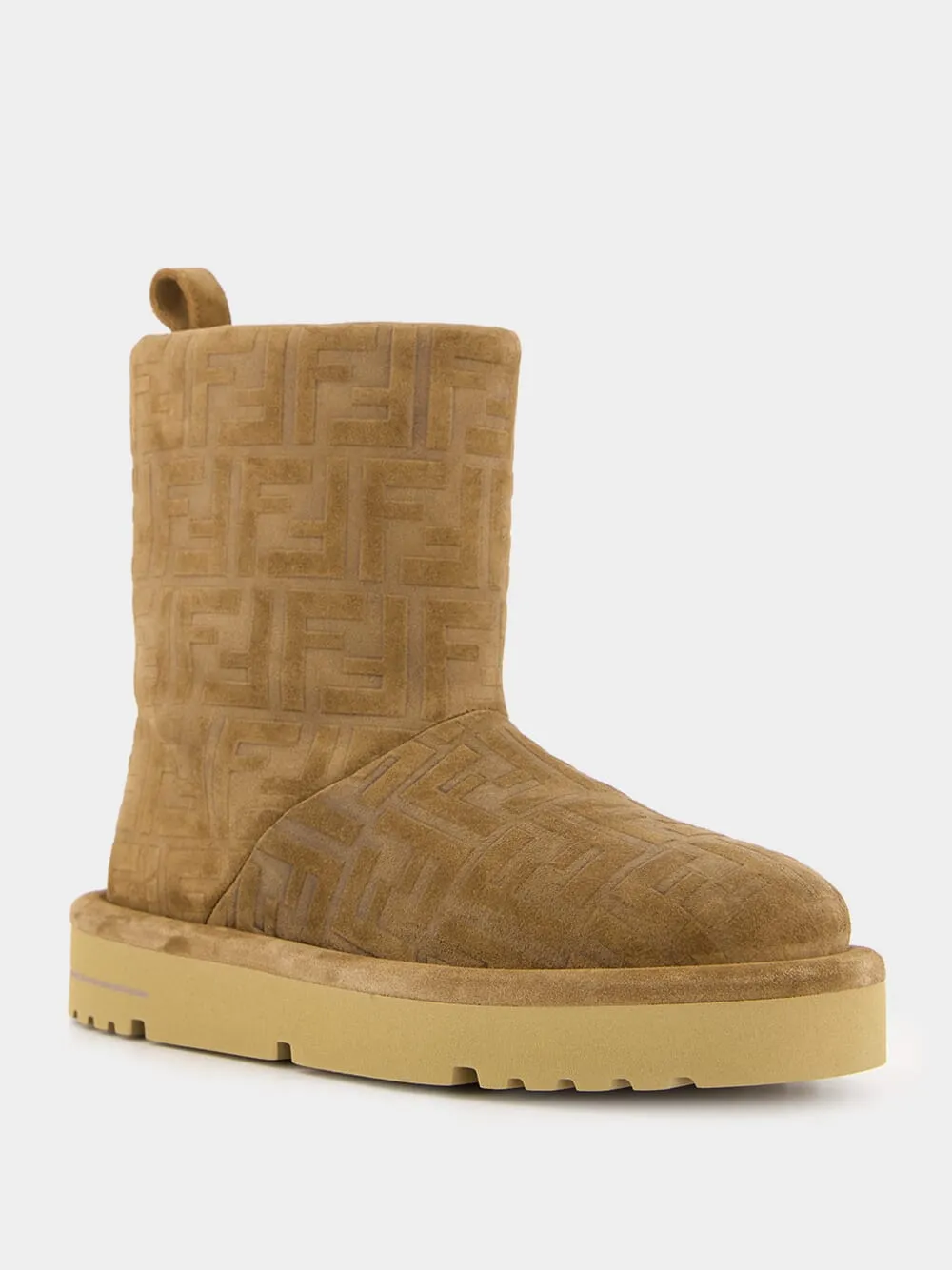 Brown FF Embossed Low Après-Ski Boots