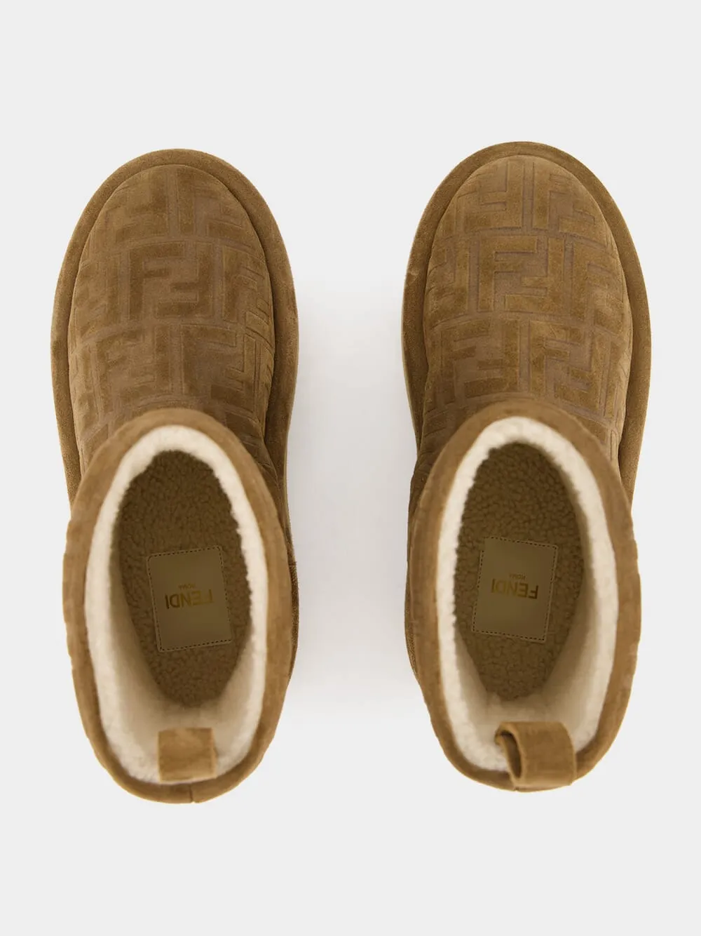 Brown FF Embossed Low Après-Ski Boots