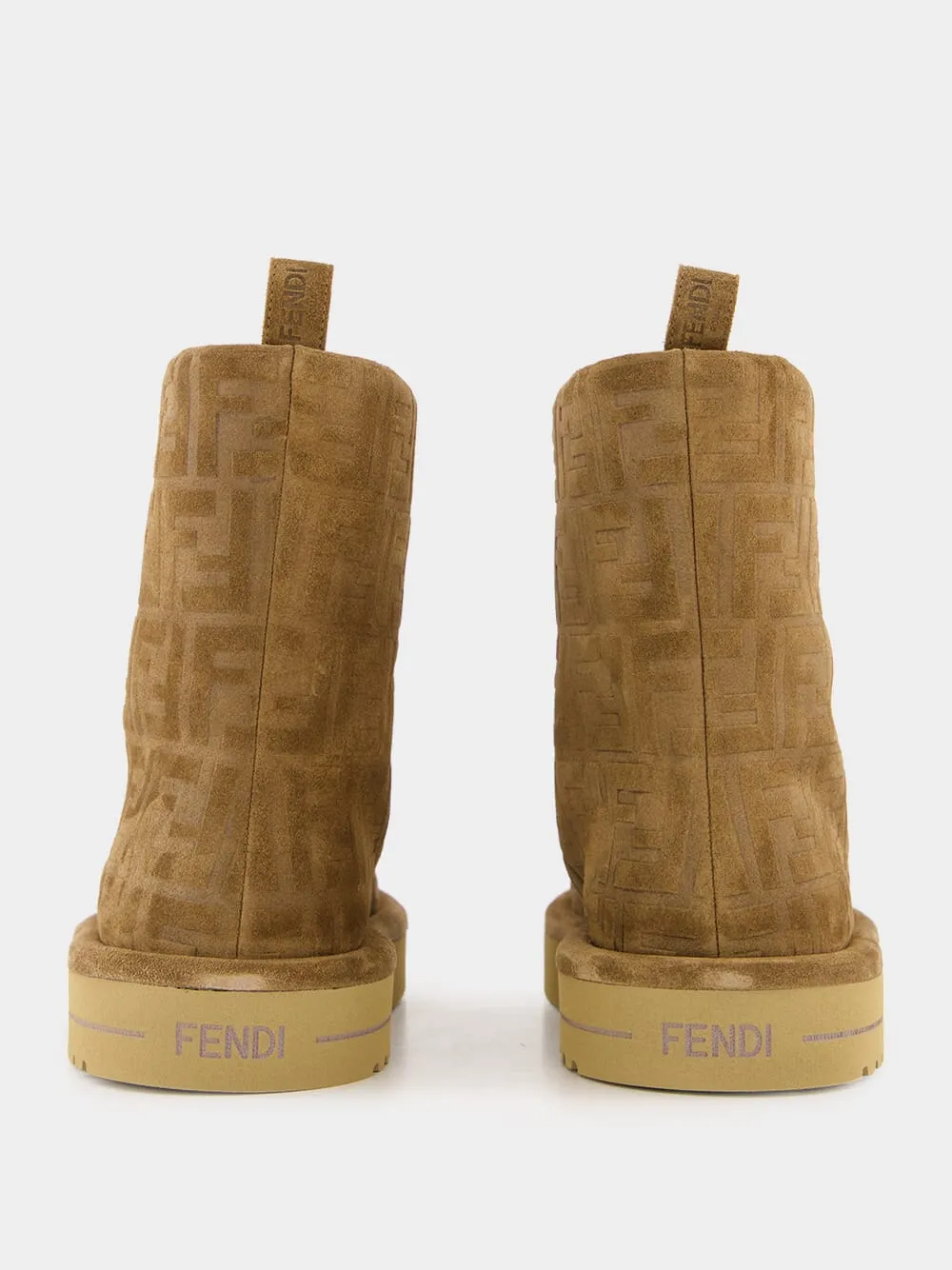 Brown FF Embossed Low Après-Ski Boots