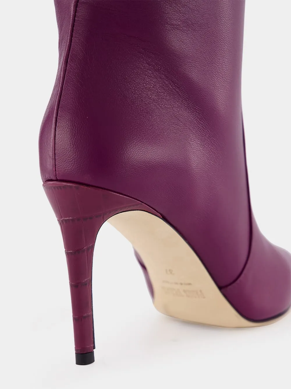 Burgundy Nappa Leather Stiletto Boots