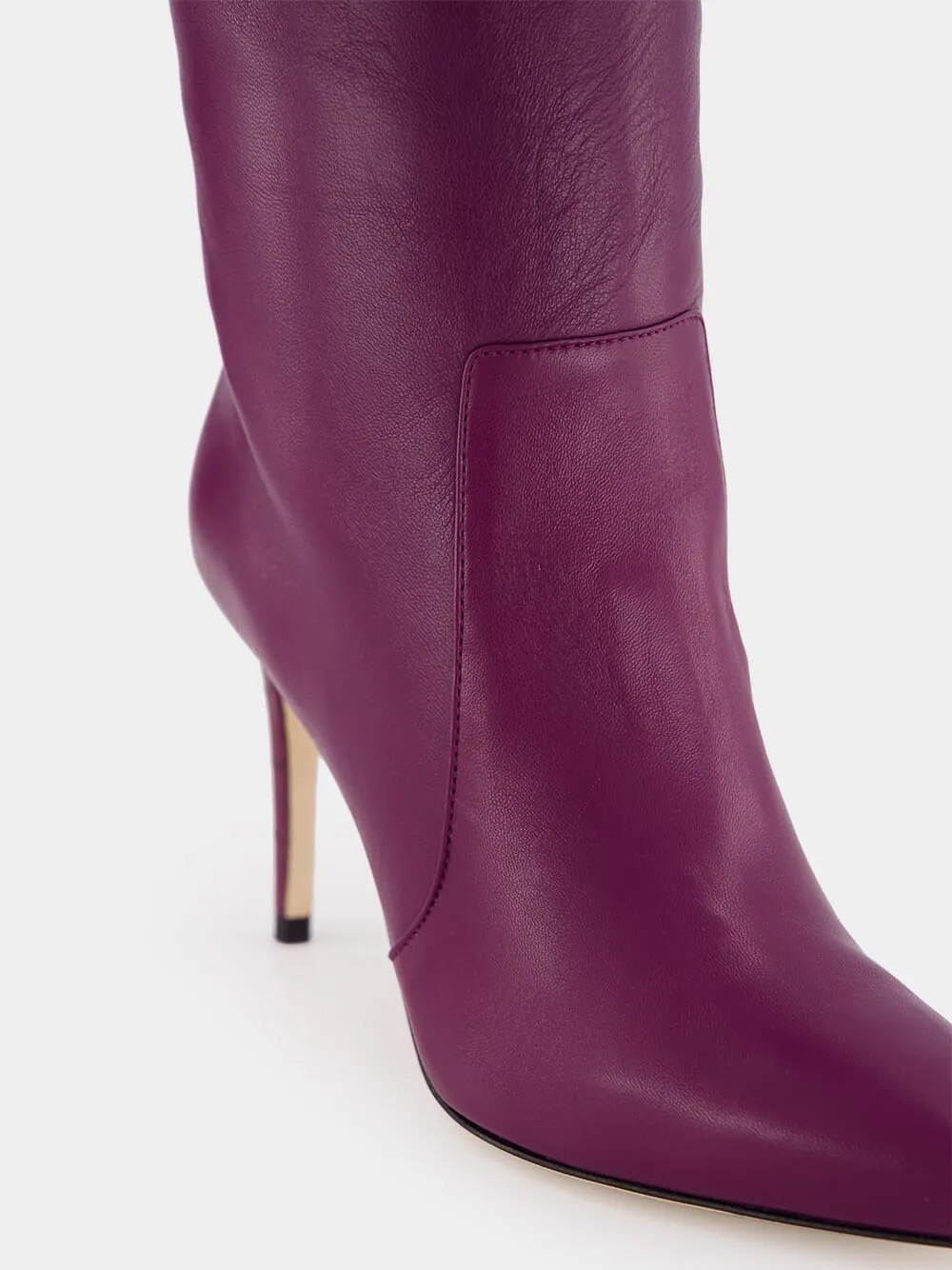 Burgundy Nappa Leather Stiletto Boots