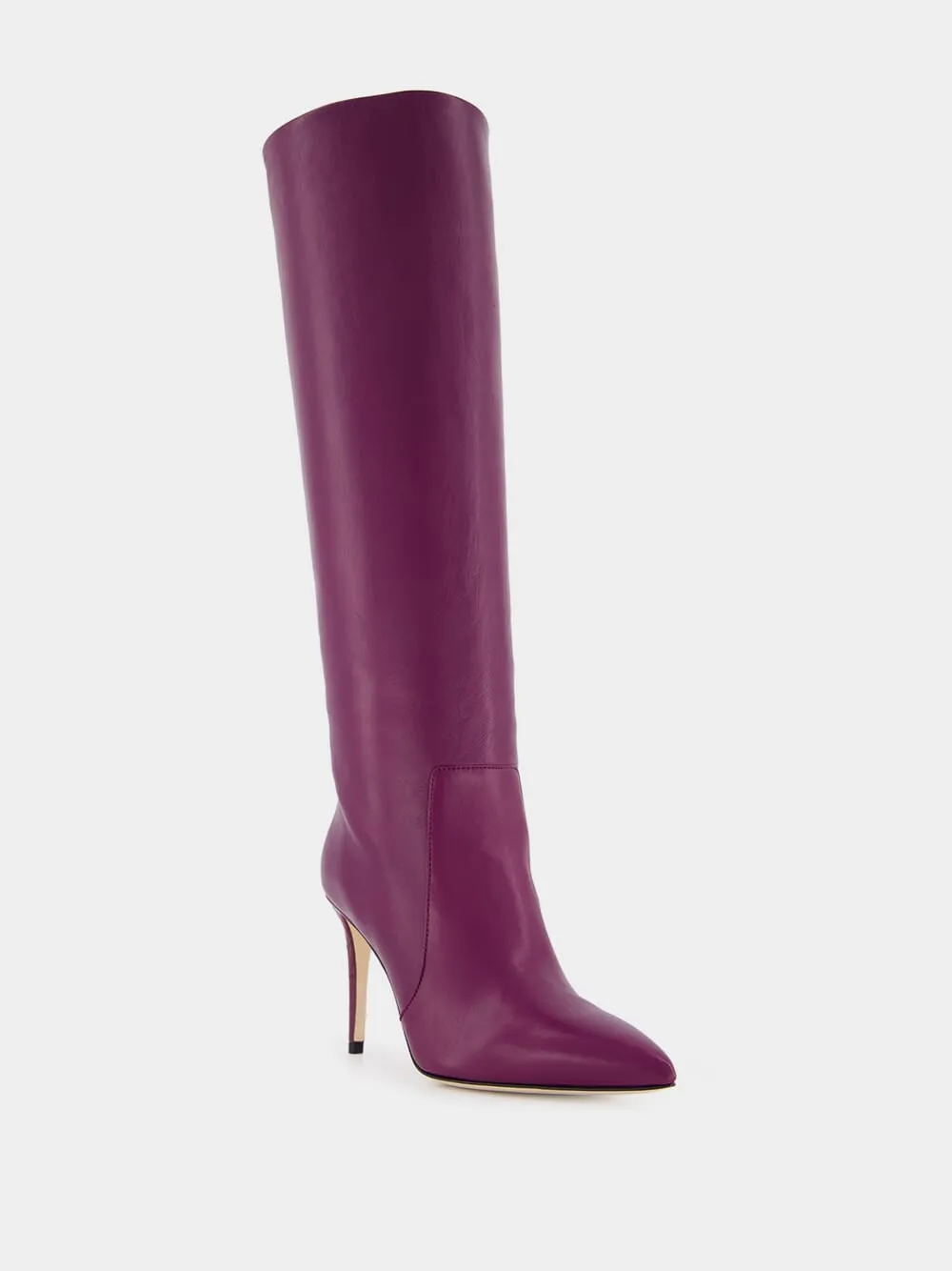 Burgundy Nappa Leather Stiletto Boots