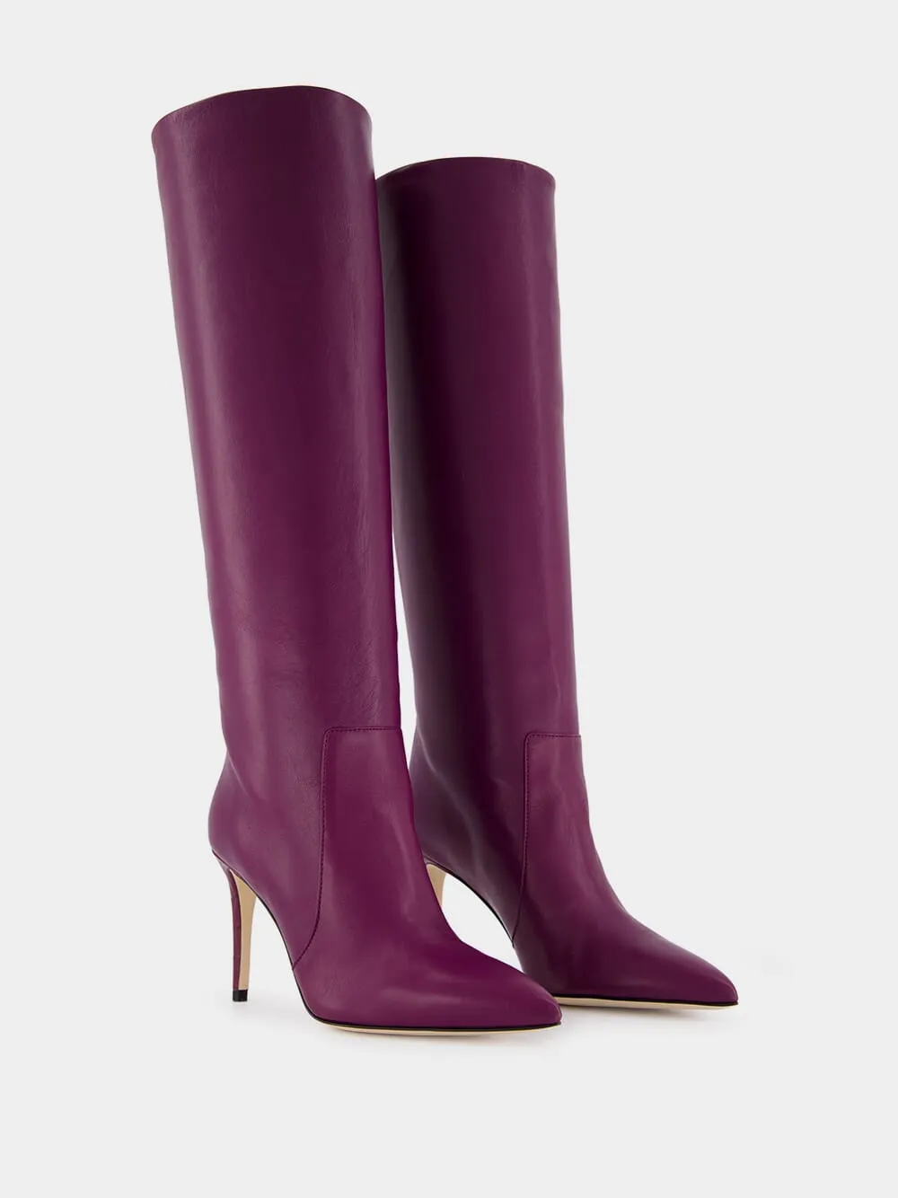 Burgundy Nappa Leather Stiletto Boots