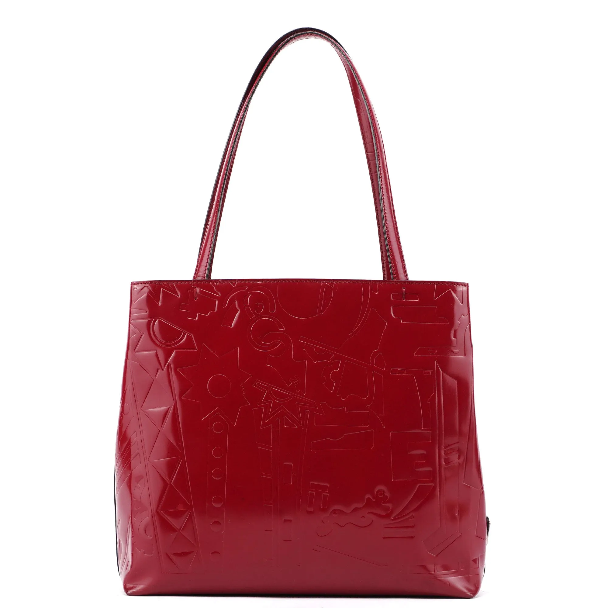 Burgundy Spazzolato Embossed Tote Bag
