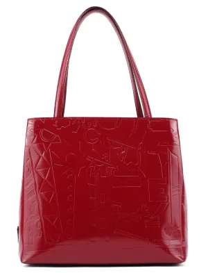 Burgundy Spazzolato Embossed Tote Bag