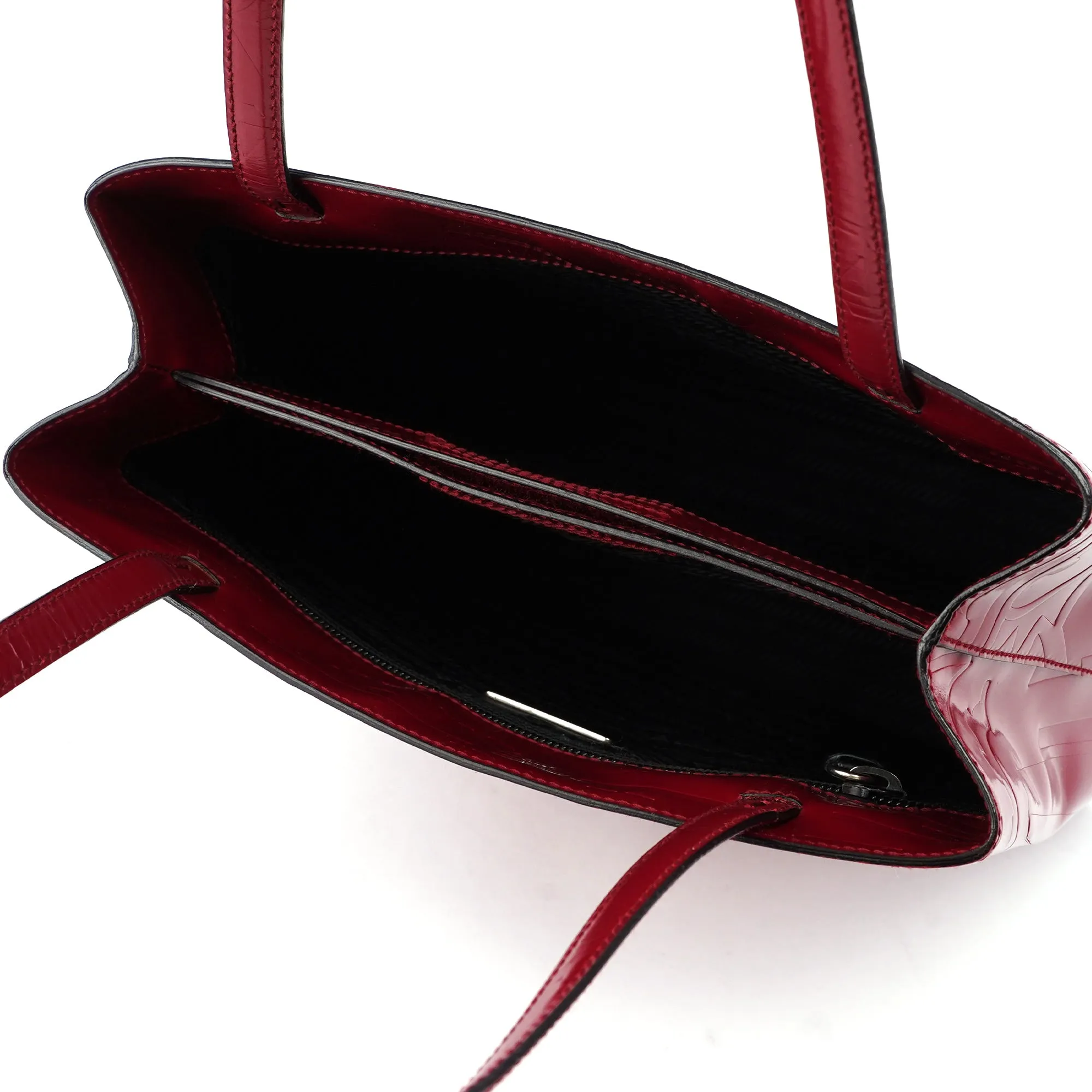 Burgundy Spazzolato Embossed Tote Bag