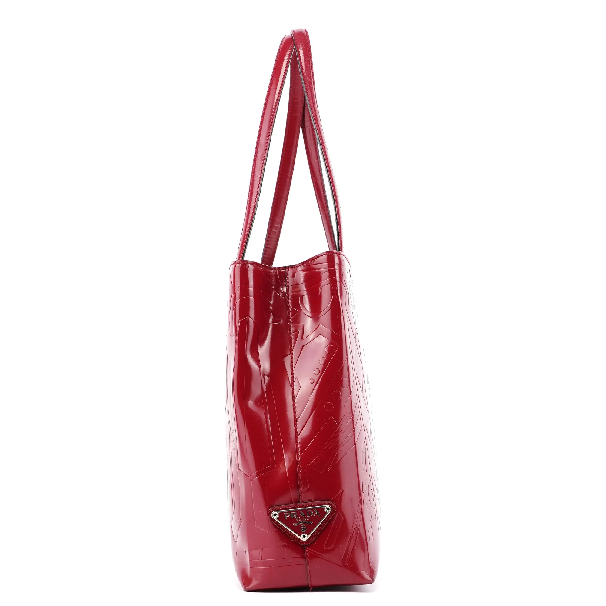 Burgundy Spazzolato Embossed Tote Bag