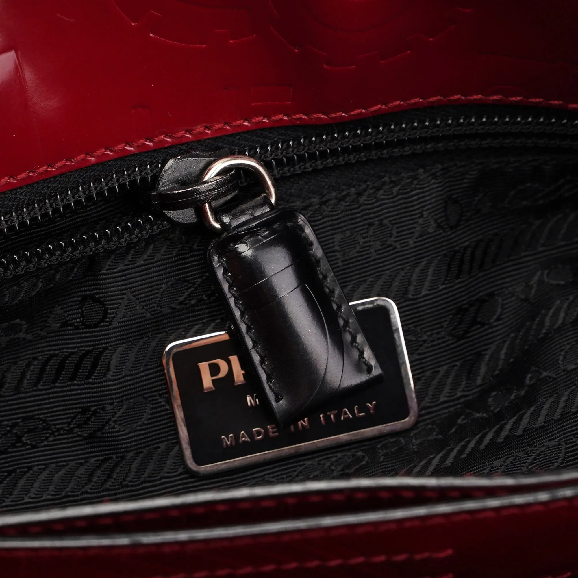 Burgundy Spazzolato Embossed Tote Bag