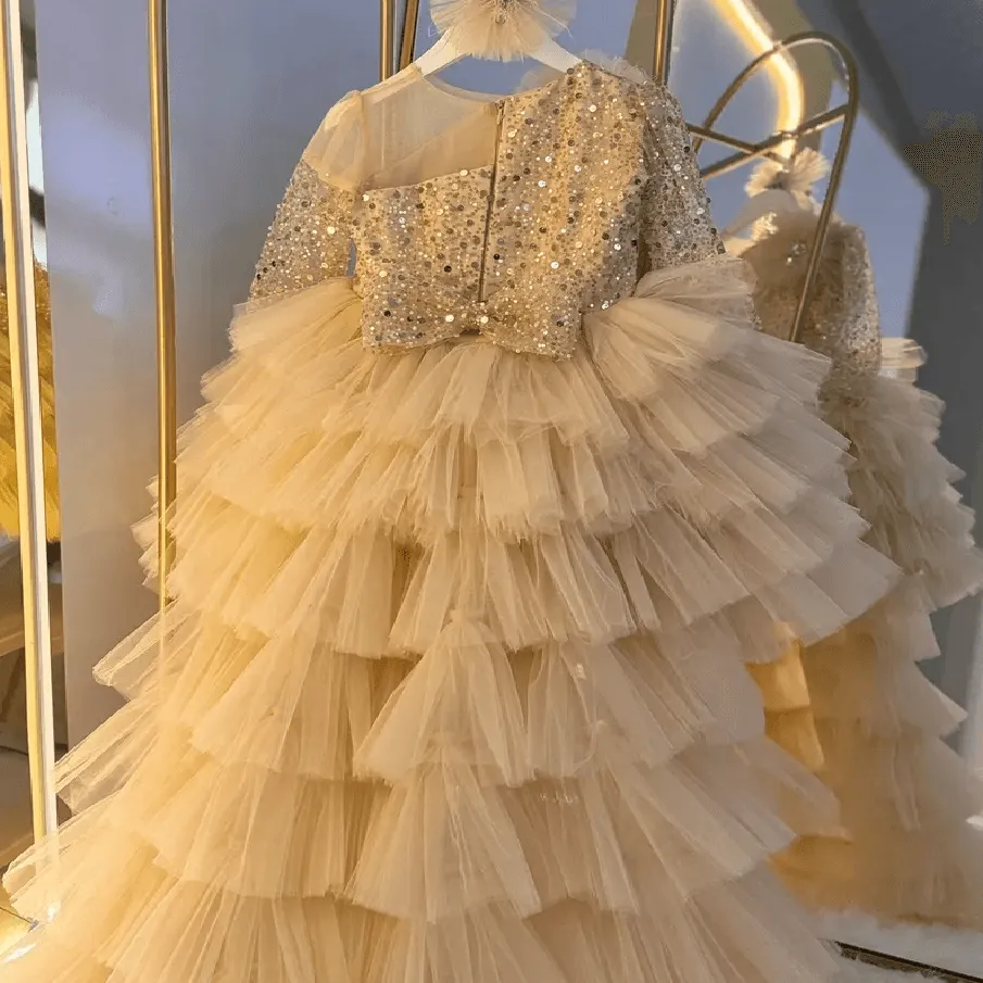 Children's banquet party cake dress cute tail girl princess dress