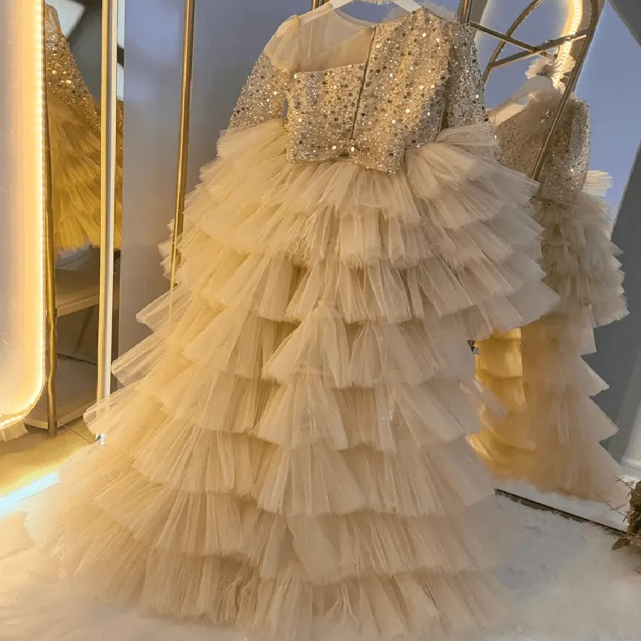 Children's banquet party cake dress cute tail girl princess dress