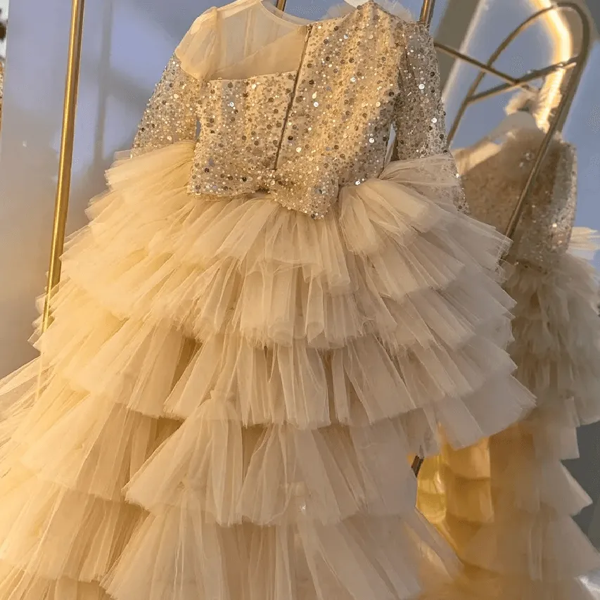 Children's banquet party cake dress cute tail girl princess dress
