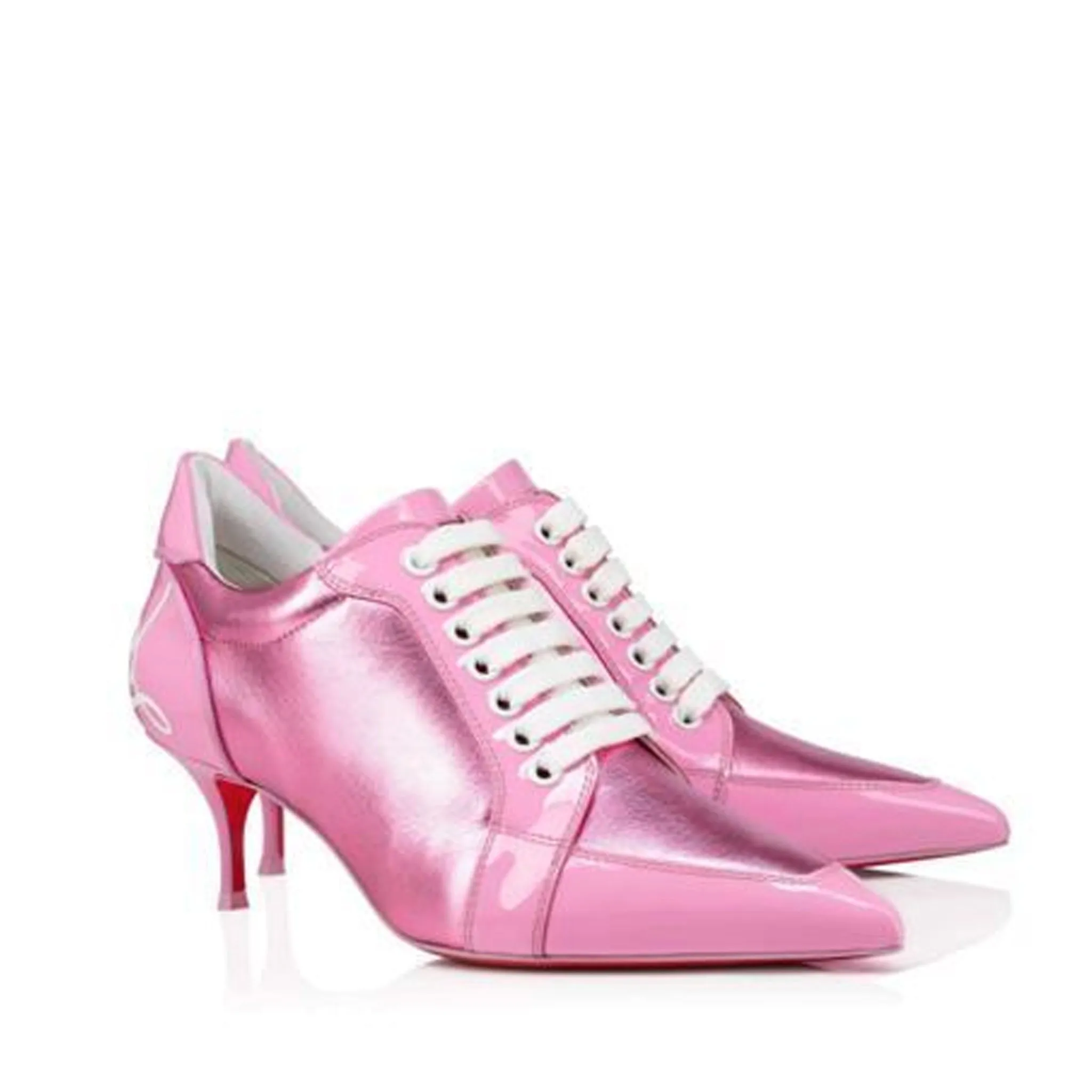 CHRISTIAN LOUBOUTIN Elegant Leather Pumps with Lace-Up Front - 1.9 in Heel