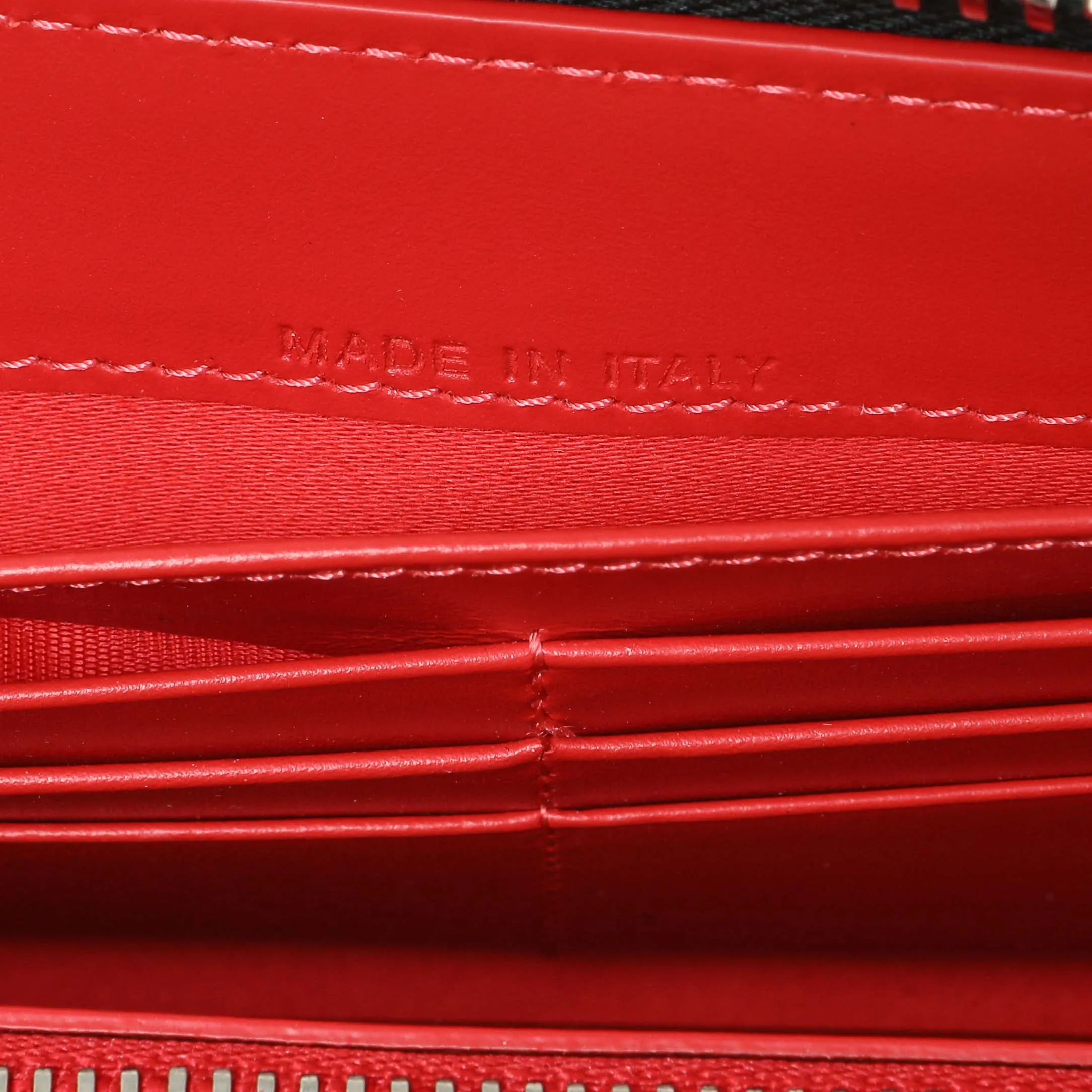 Christian Louboutin Silver Patent Leather Panettone Spiked Zip Around Wallet