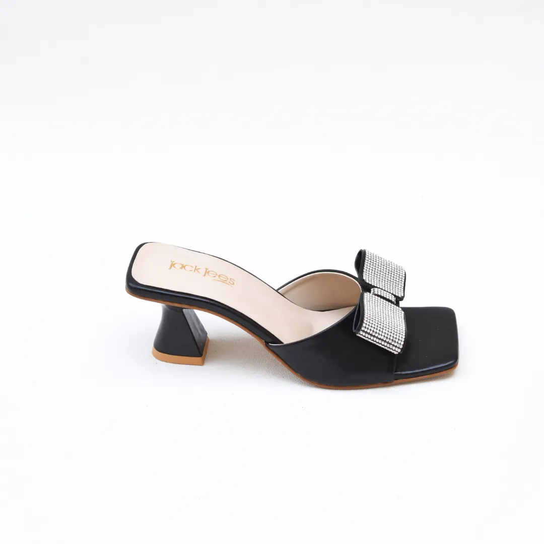 Chunky Bow Heels Black