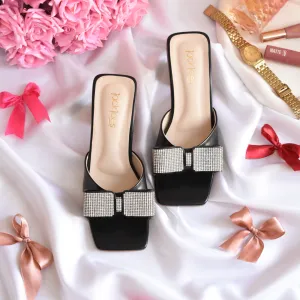 Chunky Bow Heels Black