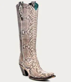 Corral Boots Women's Genuine Full Python Tall Top Snip Toe Cowboy Boot